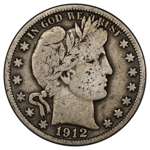SOLD United States 1912-S 50 Cents Barber Half Dollar Silver Coin - Thin Scratches
