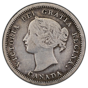 SOLD Canada 1858 Small Date 5 Cents Silver Coin - F/VF (cleaned)