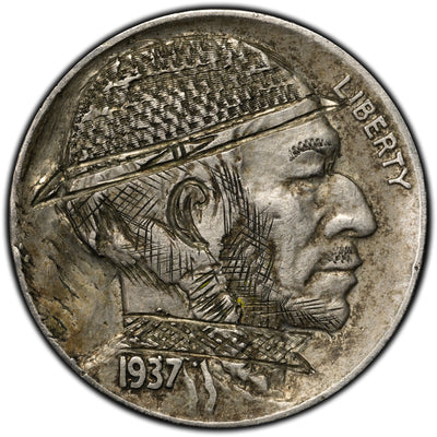 SOLD United States 1937 5 Cents Buffalo Nickel Coin - Hobo Nickel