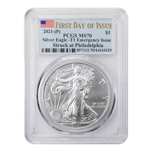 SOLD United States 2021-P 1oz .999 Fine Silver Eagle - PCGS MS-70 Emergency
