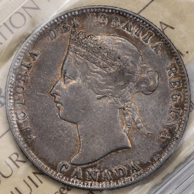 SOLD Canada 1872-H Obverse 2 25 Cents Quarter Silver Coin - ICCS VF-30