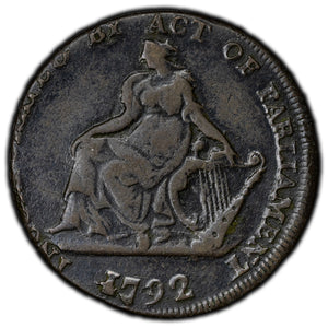 SOLD Ireland 1792 Dublin Camac Ryan 1/2 Half Penny Token D&H #35a