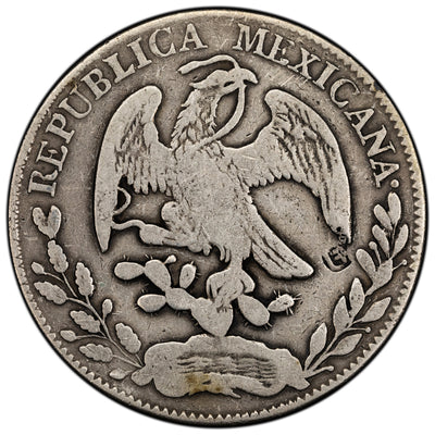 SOLD Mexico 1874 Zs-JA 8 Reales Silver Coin - Chopmarks