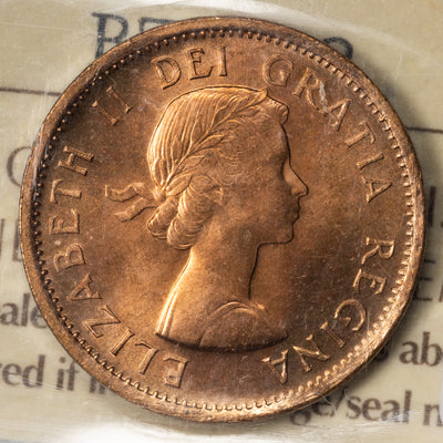 SOLD Canada 1957 1 Small Cent Coin - ICCS MS-66 Red