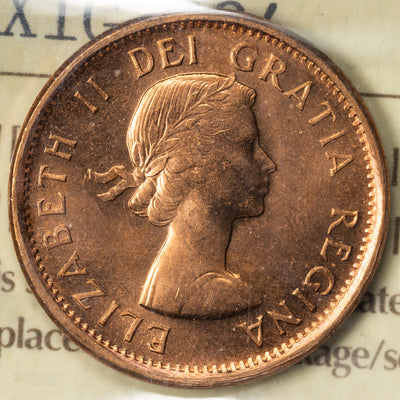 SOLD Canada 1958 1 Small Cent Coin - ICCS MS-66 Red