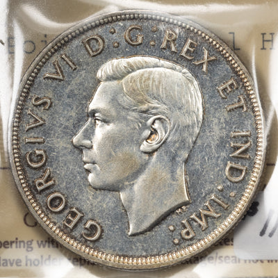 SOLD Canada 1947 Pointed 7 2xHP $1 Silver Dollar Coin - ICCS MS-62