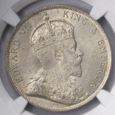 SOLD Hong Kong 1905 50 Cents Silver Coin - NGC MS-63