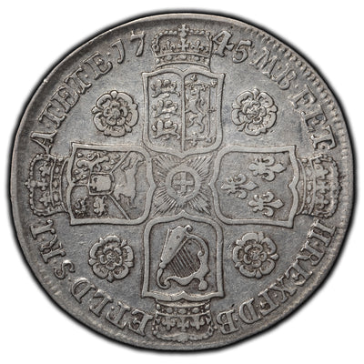SOLD Great Britain 1745 Half Crown Silver Coin KM #584.1