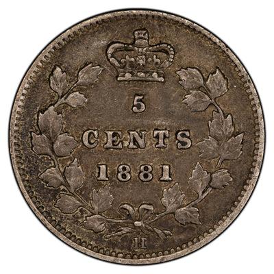 Canada 1881-H 5 Cents Silver Coin - VF