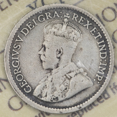 SOLD Canada 1921 5 Cents Silver Coin - ICCS VG-10 (cleaned/corrosion)