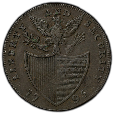 SOLD Ireland 1795 Dublin Liberty and Security 1/2 Half Penny Token D&H #9