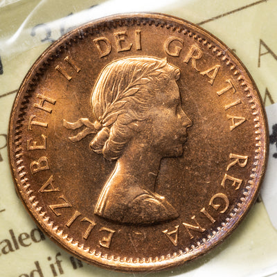 SOLD Canada 1959 Hanging 9 1 Small Cent Coin - ICCS MS-65 Red