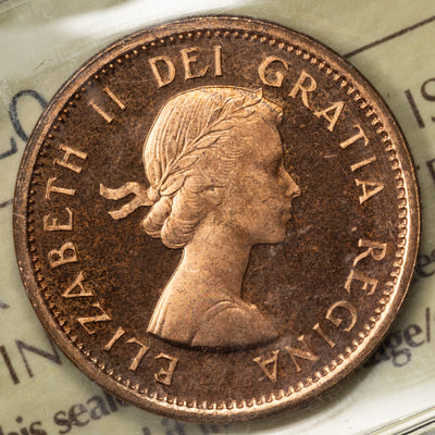 SOLD Canada 1961 1 Small Cent Coin - ICCS PL-66 Red UHC