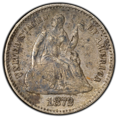 United States 1872 5 Cents Seated Liberty Half Dime Silver Coin