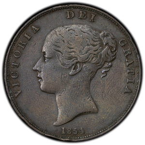 SOLD Great Britain 1854 Plain Trident 1 One Penny Coin KM #739