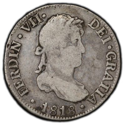 SOLD Bolivia 1818-PJ 2 Reales Silver Coin