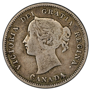 SOLD Canada 1870 Flat Rim 5 Cents Silver Coin - VG+