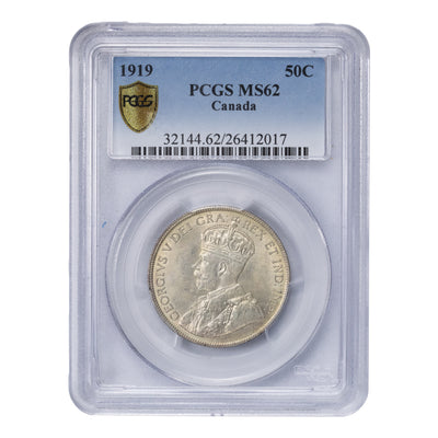SOLD Canada 1919 50 Cents Half Dollar Silver Coin - PCGS MS-62