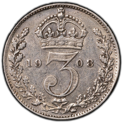 SOLD Great Britain 1908 3 Pence Silver Coin
