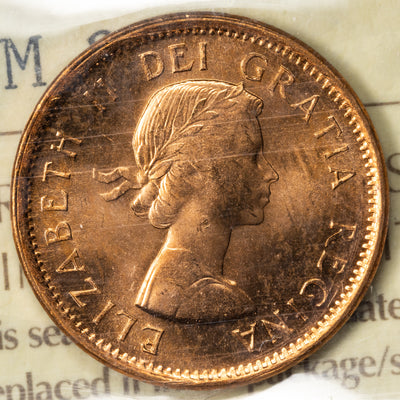 SOLD Canada 1962 Hanging '2' 1 Small Cent Coin - ICCS MS-65 Red