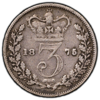 SOLD Great Britain 1875 3 Pence Silver Coin