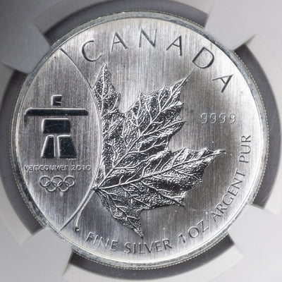 SOLD Canada 2008 1oz .999 Fine Silver Vancouver 2010 Olympics Silver Coin - NGC MS-67
