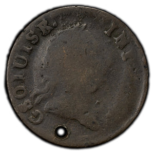 SOLD Ireland 1766 Regal Imitation 1/2 Half Penny Coin - Holed