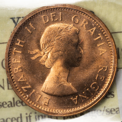 SOLD Canada 1964 Hanging '4' 1 Small Cent Coin - ICCS MS-66 Red