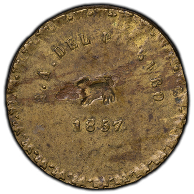 SOLD Mexico 1857 Jalisco Lazaro J. Gallardo Tequila 1/8 Real Token R-JAL-154