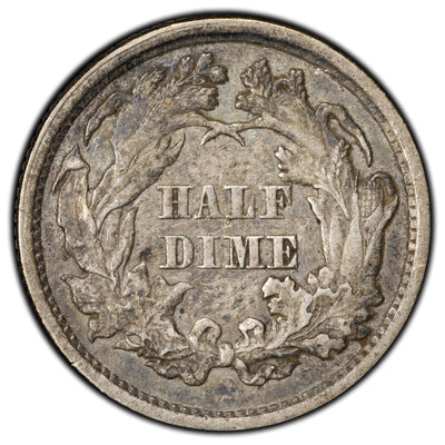 United States 1872 5 Cents Seated Liberty Half Dime Silver Coin