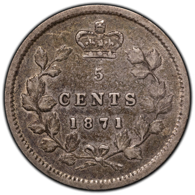 SOLD Canada 1871 5 Cents Silver Coin