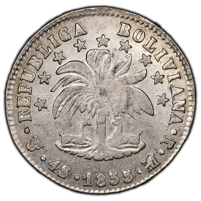 SOLD Bolivia 1855 Pts-MJ 4 Soles Silver Coin