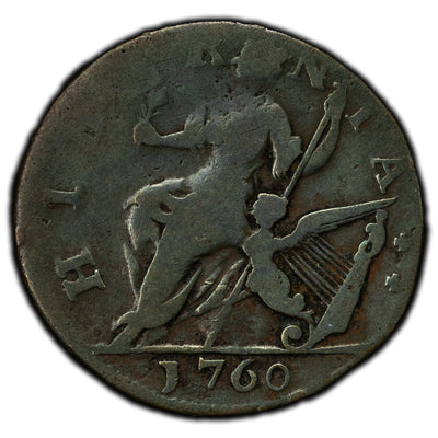 SOLD Ireland 1760 Voci Populi 1/2 Half Penny Type #1