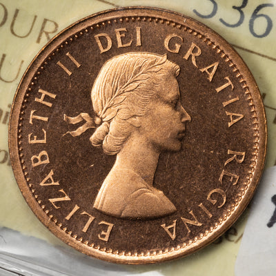 Canada 1964 1 Small Cent Coin - ICCS PL-66 Red UHC