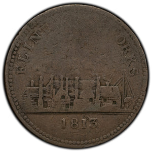 SOLD Great Britain 1813 Flint Lead Works 1 One Penny Token W #1313