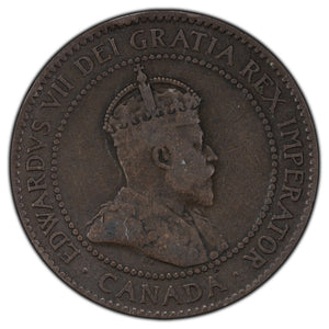SOLD Canada 1907-H 1 Large Cent Coin - VG/F