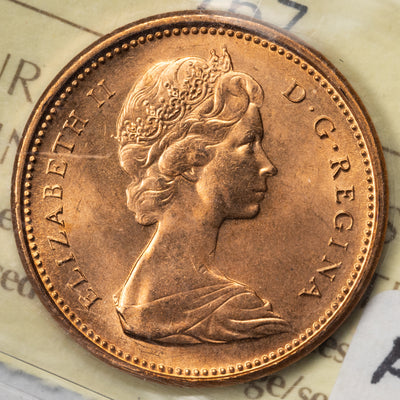 SOLD Canada 1965 LgeBds Blt 5 1 Small Cent Coin - ICCS MS-66 Red