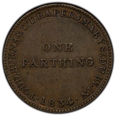 Ireland 1834 Farthing Token W. Todd Burns W #6313