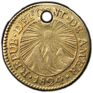 SOLD Guatemala 1824 1/2 Escudo Gold Coin KM #5 - Holed