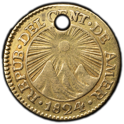SOLD Guatemala 1824 1/2 Escudo Gold Coin KM #5 - Holed
