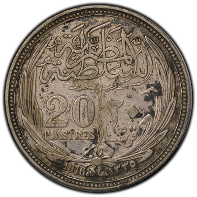 SOLD Egypt 1916 20 Piastres Silver Coin KM #321