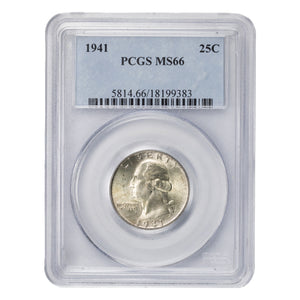 SOLD United States 1941 25 Cents Washington Quarter Silver Coin - PCGS MS-66