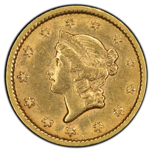 SOLD United States 1852 $1 One Dollar Gold Coin