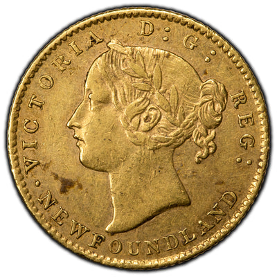 SOLD Newfoundland 1870 2 Dots $2 Two Dollars Gold Coin - Reverse Scratch