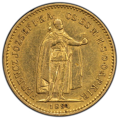 SOLD Hungary 1894-KB 10 Ten Korona Gold Coin