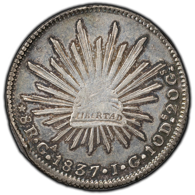 SOLD Mexico 1837 Ga-IG 8 Reales Silver Coin Guadalajara Mint KM #377.6