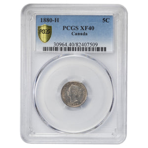 SOLD Canada 1880-H 5 Cents Silver Coin - PCGS XF-40