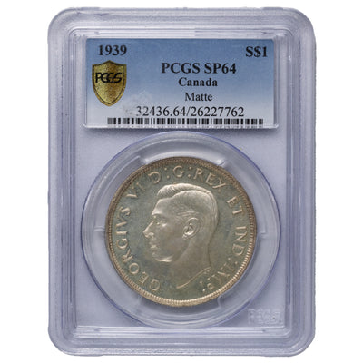 SOLD Canada 1939 $1 One Dollar Silver Coin - PCGS SP-64 Matte