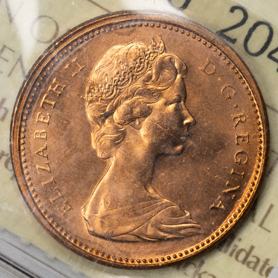 SOLD Canada 1965 LgeBds Ptd 5 1 Small Cent Coin - ICCS MS-65 Red