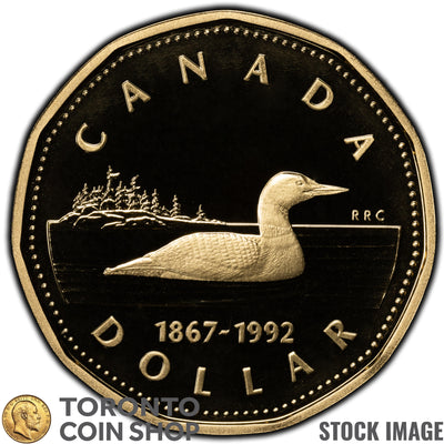 Canada 1992 (1867-1992) $1 Dollar Loonie Coin - Proof Strike